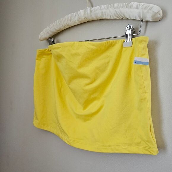 BP Tube Top Crop Strapless Solid Yellow Casual Summer Plus Vacation Neutral - Picture 3 of 10